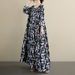 Autumn New Bohemian Casual Round Neck Long Sleeve Pleated Mom Outfit Polka Dot Dress For Women_ecoleips.com