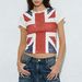 Gothic Trendy Women's round Neck T-Shirt Flag Print Slim Fit Cropped Hip Hop Commuter Top Y2k European American Style_ecoleips.com