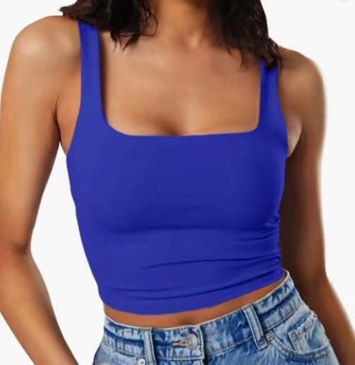 Women's Sexy Trendy Short Vest European American Style Small Solid Color Navel Exposed Top for Casual Wear_ecoleips.com
