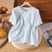 Short-Sleeved Shirt For Women, Embroidered Design; Loose Fit; Available In Larger Sizes; Artistic And Retro Style; Made_ecoleips.com