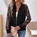 European American Cross-border 2026 Autumn And Winter New Elegant Women's Lace Patchwork Long-sleeve Baseball Collar_ecoleips.com