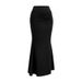 2025 Spring/Summer/Autumn New Women's Sexy Slim Fit Bodycon Pleated Long Skirt With Large Hem European And_ecoleips.com