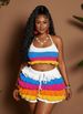 Colorful Beach Resort Style Knitted Set For Women Halter Neck Top And Shorts Two Piece Casual Wear_ecoleips.com