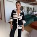 Women's Clothing Summer New Women's Clothing Fashion Hollow Striped Shirt Trousers Suit Knitted Two Piece Suit_ecoleips.com