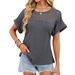 European And American Cross-Border Trade 2026 Spring/Summer New Round Neck Lace Trim Loose Short Sleeve T-Shirt_ecoleips.com
