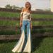 Cross-border Foreign Trade Women's Clothing: Lace Splicing, Color-blocking, Vintage Bell-bottom Pants, Versatile And_ecoleips.com