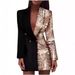 Women’s Clothing autumn new red sequined long sleeved stitching fashion casual trend V neck long sleeved slim professional skirt_ecoleips.com