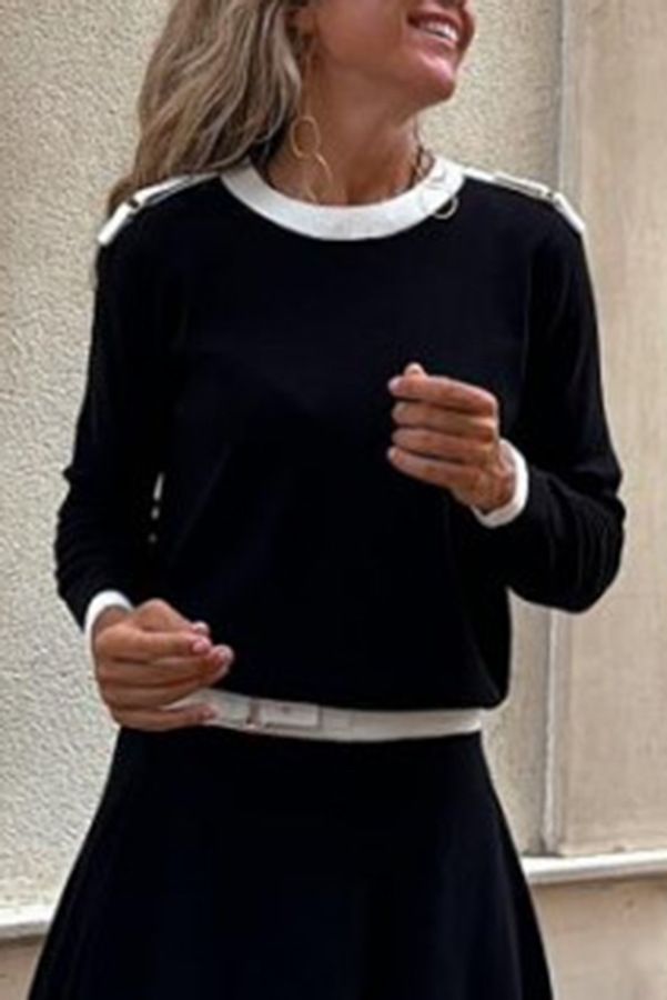 Women's Clothing Spring And Autumn Long Sleeved Irregular Solid Color Skirt Two Piece Set_ecoleips.com