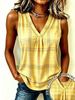 plus Size Women's Plaid Sleeveless Tank Top Casual Stretch Camisole Comfortable Fit for Daily Wear_ecoleips.com