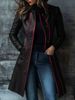 Vintage Black Contrast Collar Faux Leather Jacket Coat For Women, Retro Biker Style Windbreaker, Oversized Fit, Polyester Blend, Streetwear Fashion_ecoleips.com