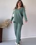 Women's Clothing Stylish Split Hem Knit Sweater Set - Loose Fit, Comfortable & Versatile - White, Black, Camel, Peacock Green, Blue, Olive Green_ecoleips.com