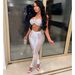 Voya Women's Sexy European American Style Rhinestone Vest And Mesh Two-piece Nightclub Outfit_ecoleips.com