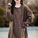 Women's Mid-length Sweatshirt That Covers The Buttocks, Autumn And Winter 2024 High-end Fleece-lined Thickened Loose_ecoleips.com