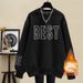 Women's Heavyweight Pure Cotton Oversized Crew Neck Sweatshirt Style Minimalist Fleece Lined Thickened Hoodless Trendy Top For Autumn Winter_ecoleips.com