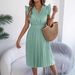 2026 Spring/Summer European And American Casual Lace V-neck Ruffled Waist Pleated Dress Cross-Border Women's_ecoleips.com