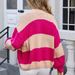 Oversized Color-Block Cardigan – Unisex Patchwork Knit Sweater Coat (S-XL, Pink/Blue/Red/Fuchsia)_ecoleips.com