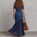 Women's Clothing Elegant Off-Shoulder Style Dress Short Sleeve Mesh Hem Women's Spring/Summer For Formal & Casual_ecoleips.com