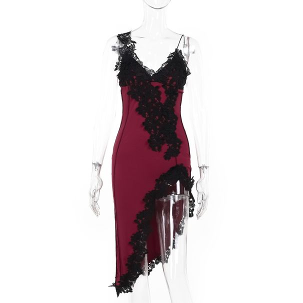 Sexy Deep V Strappy Dress Slim Fit Bust Open Back Party Hot Girl Style Hip Wrap Skirt_ecoleips.com