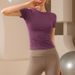Women's Clothing Running Sports Slim Quick Drying T Shirt Elastic Slim Yoga Short Sleeved T Shirt Thin New Style Breathable Top_ecoleips.com