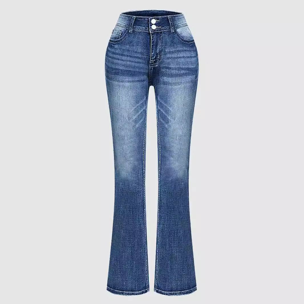 K New Fashionable And Versatile Stretch Slimming Embroidered Micro Flared Jeans For Women_ecoleips.com