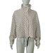 Women Polka Dot Stand Collar Zip Up Cropped Jacket, Loose Long Sleeve Drawstring Hem Casual Bomber Coat_ecoleips.com
