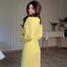 Women's Summer Long Sleeve Dress – Comfortable Vintage A-Line Cotton Blend Maxi Dress With V-Neck & Puff Sleeves_ecoleips.com