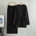 Women's Spring And Autumn New Style V-neck Loose Fashionable Chic Long Skirt Knit Cardigan Two-piece Set For Women_ecoleips.com