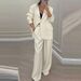 2025 Autumn Winter New Women's Fashion Elegant Long Sleeve Jacket Casual Wide Leg Pants Suit Set_ecoleips.com