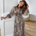 Aria Basics Aria Basics 2024 European American Autumn Satin Leopard Print Sleeve Cardigan Long Nightgown Soft And Comfortable Women's Homewear_ecoleips.com