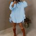 New Women's Clothing Solid Color Loose Ruffle Hem Loose Shirt_ecoleips.com