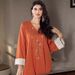 Women's Clothing Orange V Neck Loose Arabian Dress_ecoleips.com