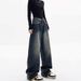 High-Waisted Loose Fit Jeans – Vintage Washed Denim For Effortless Street Style_ecoleips.com
