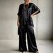 Summer Women's Satin Two-Piece Set Round Neck Loose Fit Casual Irregular Hem Fashion_ecoleips.com