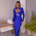 Women's Clothing Summer Round Neck Long Sleeved Dress Sexy Fashion Slim Hollow Solid Color Long Skirt_ecoleips.com