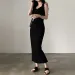 Myufon Basic Knit Long Dress Korean Fashion Square Collar Sleeveless Women's Dresses Summer Casual Y2k Vintage All-match Outftis_ecoleips.com