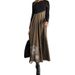 New In Autumn And Winter, Women's Contrasting Color Printing V-neck Long-sleeved Woolen Splicing Big Pendulum Dress_ecoleips.com