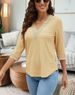Verve New Style Women's V-neck Lace Casual Solid Color Shirt_ecoleips.com