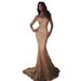Women's Clothing Sequined Slim Long Sleeved Dress Slim Evening Dress_ecoleips.com