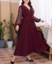 Elegant Mesh Panel Maxi Dress For Women V-Neck Long Sleeve Plus Size Dress (0XL-4XL) | Breathable Polyester A-Line Dress For Work & Evening_ecoleips.com