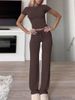 Leisure Suits For Women Short Sleeved Tops And Trousers Home Sportswear Yoga Clothes_ecoleips.com