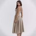 In Stock 2024 Summer Niche Style Patchwork Casual Slip Dress, Solid Color, Waist-cinching, Slimming, Large Hem Dress_ecoleips.com