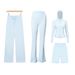 Women's Clothing Women's Slim Fit Jacket Four Piece Set With Flared Pants Cropped Pants Straight Leg Pants And Stretch Jacket_ecoleips.com