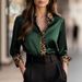 independent Site Cross-border New Spring And Autumn Slim-fit Long-sleeve Leopard Print Round-neck Satin Patchwork_ecoleips.com