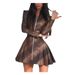 Women's Clothing Women's Slim Fit Long Sleeved Pleated Dress Fashionable European American Style With PU Leather Zipper_ecoleips.com