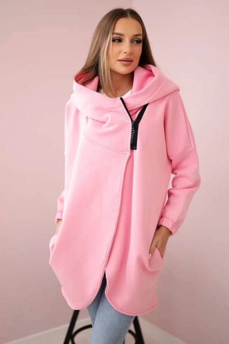 "Women's Fleece-Lined Zip Hoodie – Oversized Fit & Cozy Comfort (S-5XL, Polyester Blend, 10 Colors)"_ecoleips.com