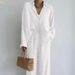 Fashion Women's Solid Color Two Piece Set Elegant Long Sleeved Top And Straight Leg Pants New Cross Border Style 2026_ecoleips.com