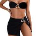 Women's Clothing 3 Piece Metallic Accessory Bikini Set Strapless Nylon Swimsuit For Summer Sexy Style Vacation Clothing Fits True To Size_ecoleips.com