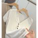 Women's Korean Style V Neck Short Sleeve T-Shirt Half Button Slim Fit Casual Top Fashionable Summer Waist Cinching Versatile_ecoleips.com