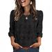 Women's Casual Lace Top Round Neck Three Quarter Sleeve Hollowed Out Spring Summer New American Style Clothing_ecoleips.com