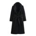 "Women's Long Lapel Wool Coat Winter Street Fashion Outerwear Classic Elegant Warm Overcoat"_ecoleips.com